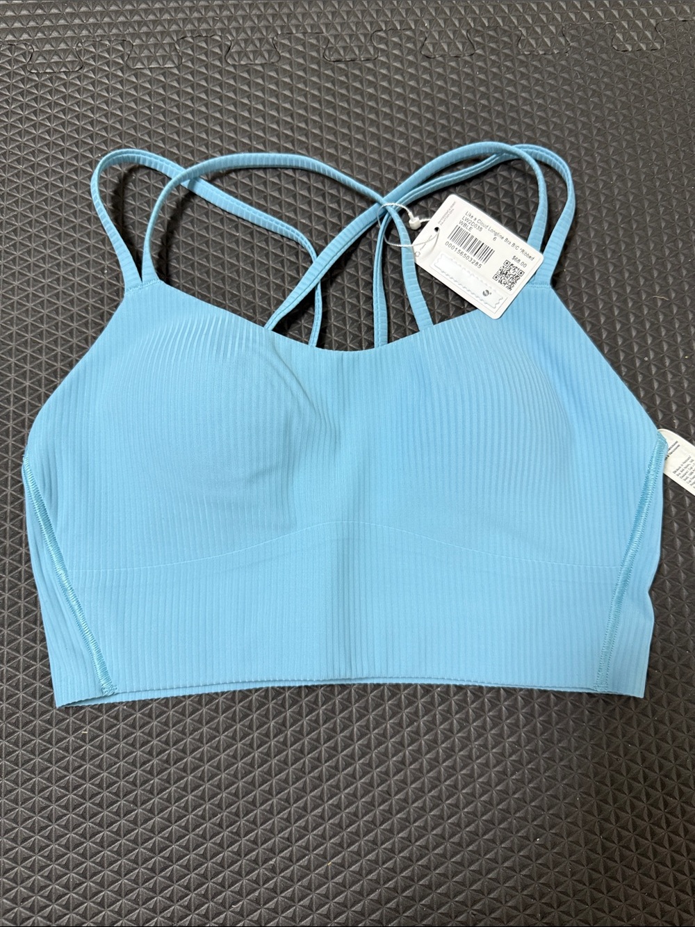 lululemon athletica Sky Blue Ribbed Strappy Sports Bra